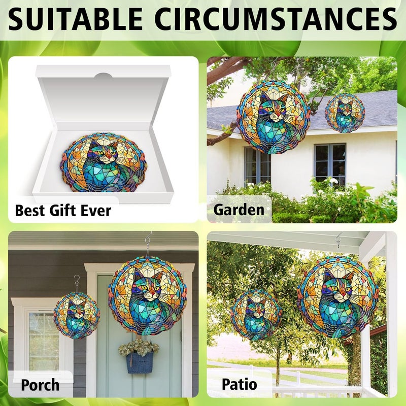 PODMemory Cat Wind Spinner, Cat Wind Spinner Hanging for Yard and Garden, Unique Gift Wind Spinner, 3D Hanging Wind Spinner Outdoor, Cute Cat Wind Spinner - Image 5